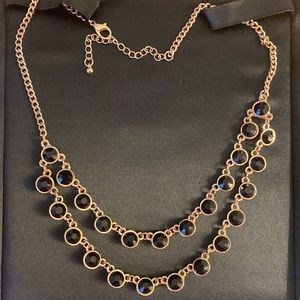 Black stone double layer decor necklace